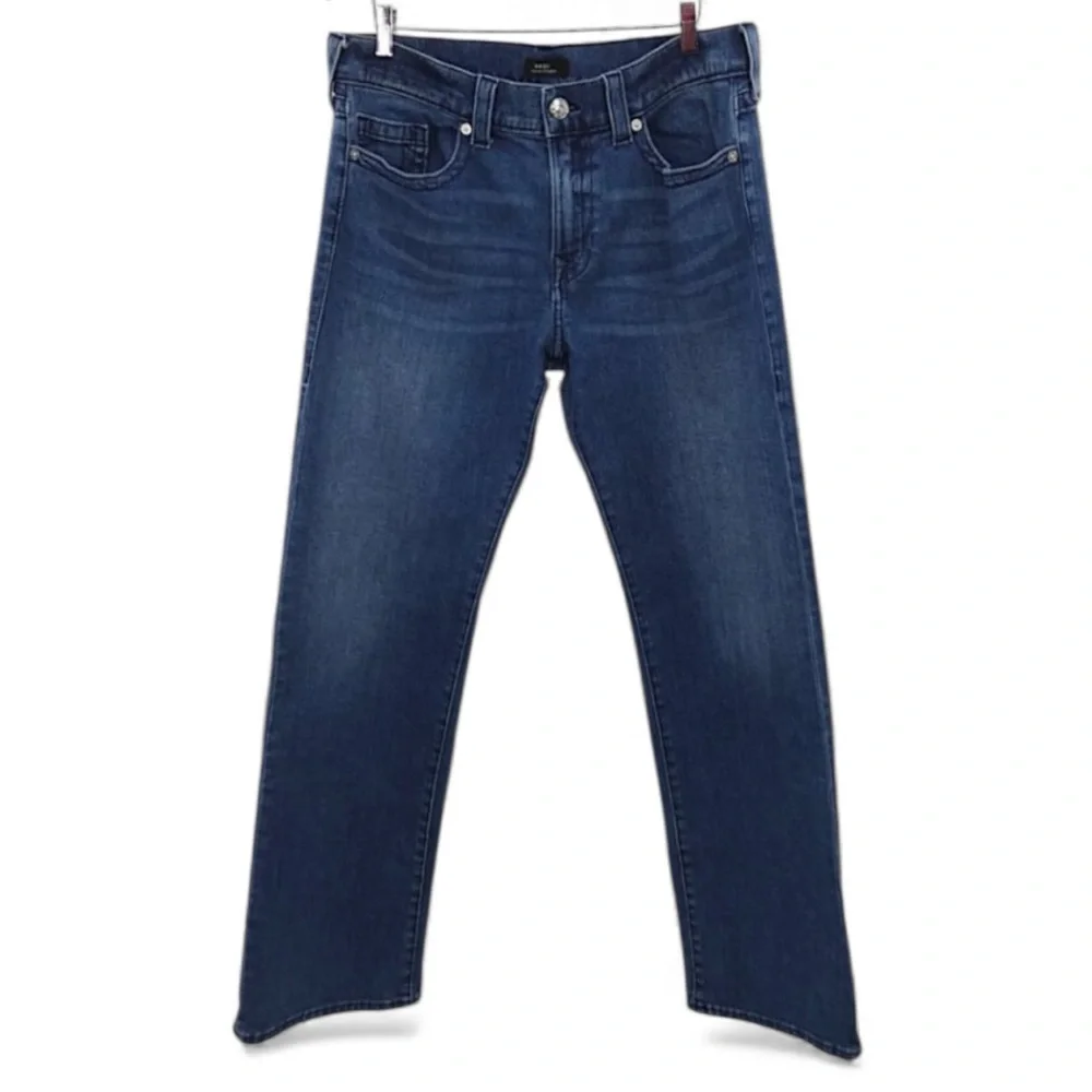 True Religion Ricky Relaxed Straight Jeans Blue Whiskered Y2K 36
